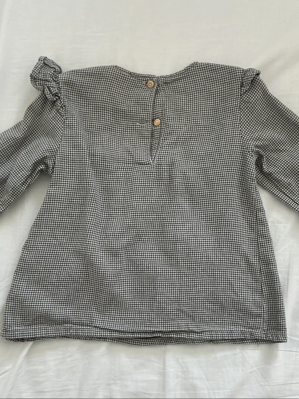 H&M Girls Black & White Gingham Ruffle Long-Sleeve Top Size 4T